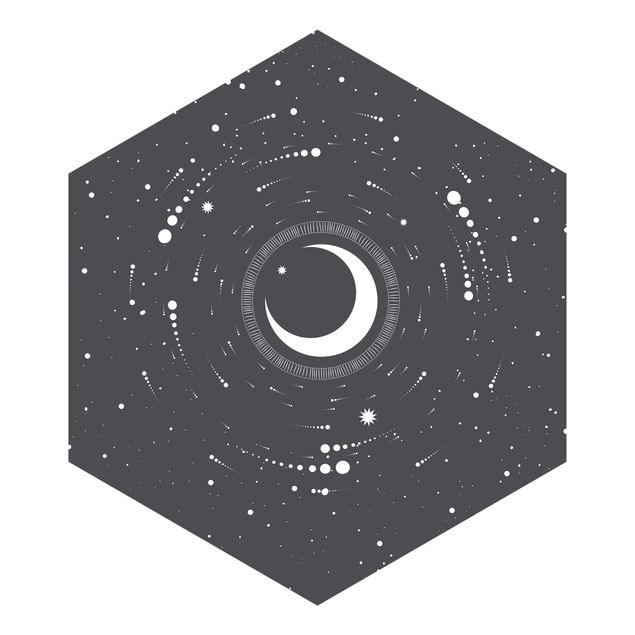 Self-adhesive hexagonal pattern wallpaper - Moon In Star Circle