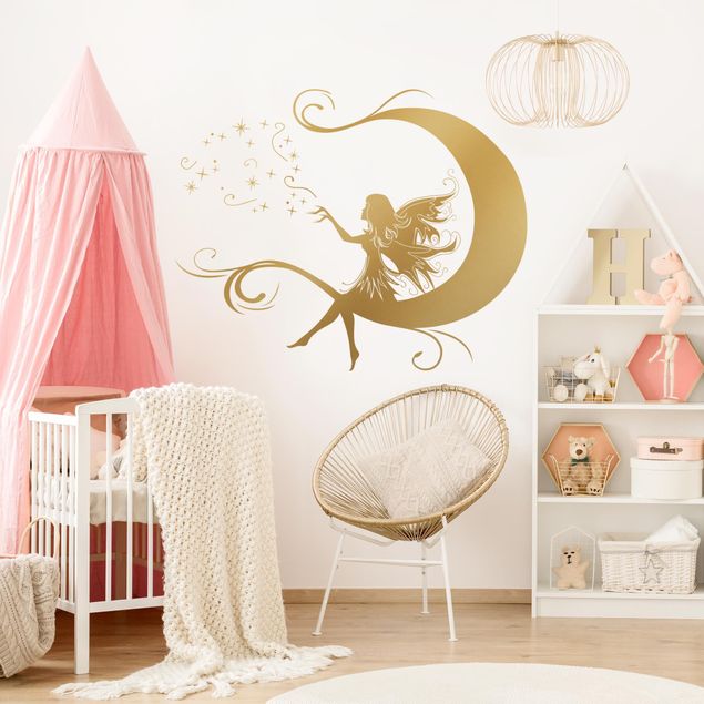 Wall sticker - Moon fairy and stars