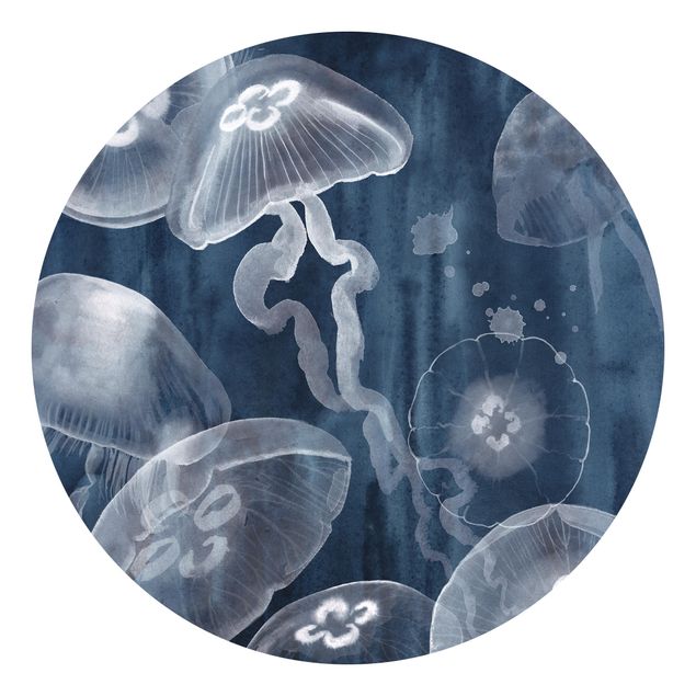 Self-adhesive round wallpaper - Moon Jellyfish I