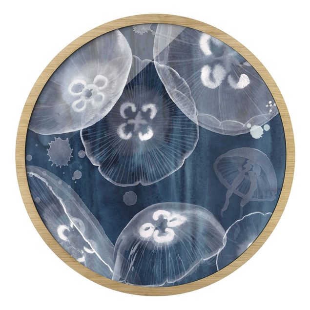 Circular framed print - Moon Jellyfish II