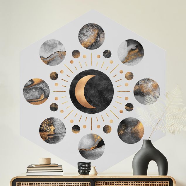 Wallpapers Moon Phases Abstract Gold