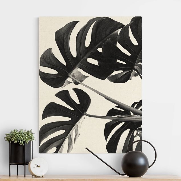 Canvas print gold - Monstera Leaves Black And White