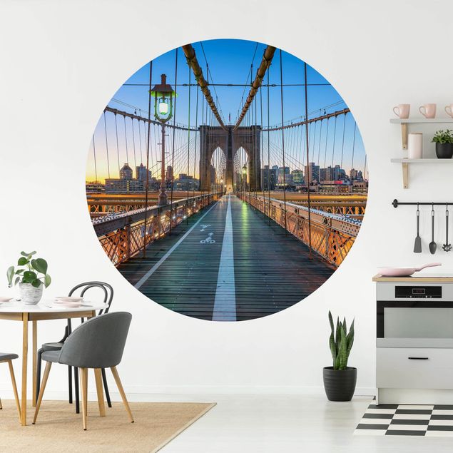 Self-adhesive round wallpaper - Dawn On The Brooklyn Bridge