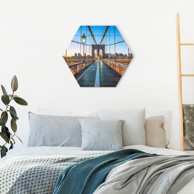 Alu-Dibond hexagon - Dawn On The Brooklyn Bridge