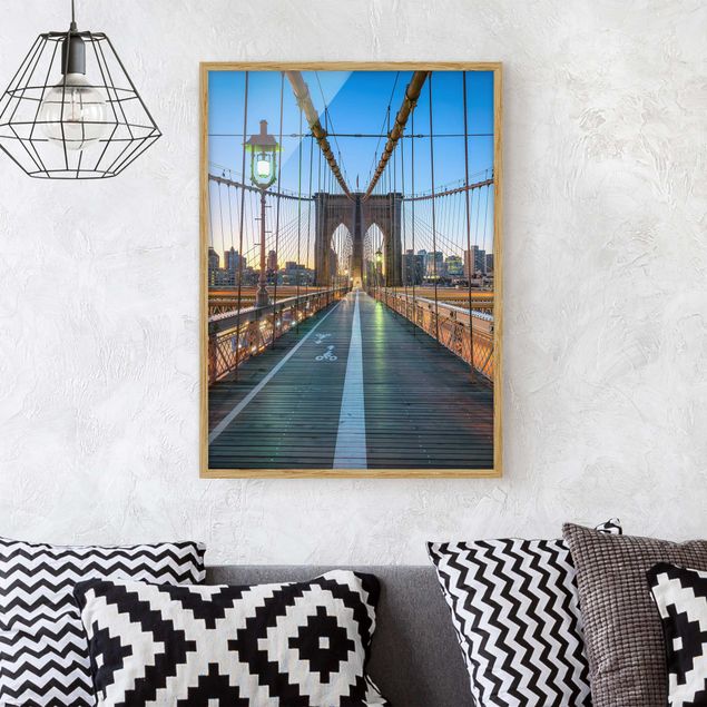 Framed poster - Dawn On The Brooklyn Bridge