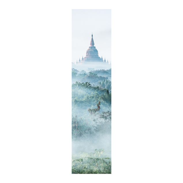 Schiebegardinen Set - Morgennebel über dem Dschungel von Bagan - Flächenvorhang