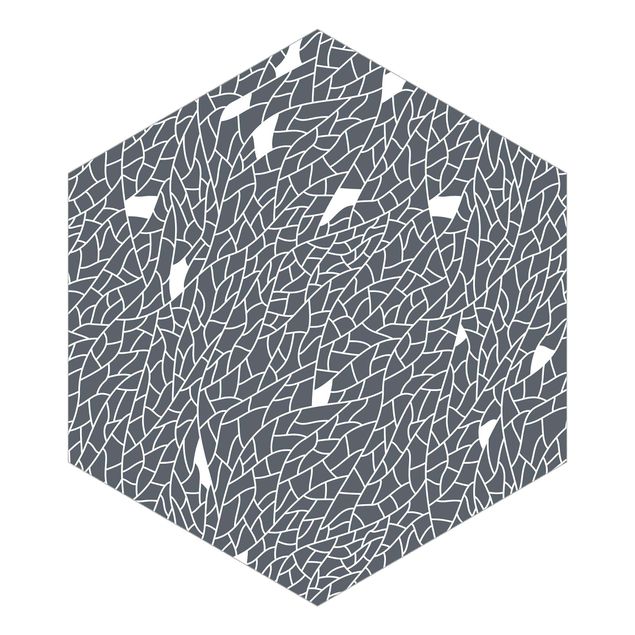 Self-adhesive hexagonal pattern wallpaper - Mosaic Lines Pattern Gray Blue