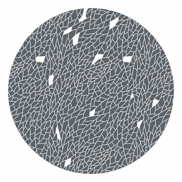 Self-adhesive round wallpaper kitchen - Mosaic Lines Pattern Grey Blue
