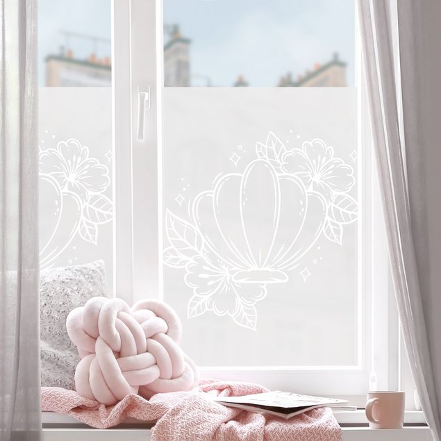 Window film - Seashell And Flowers