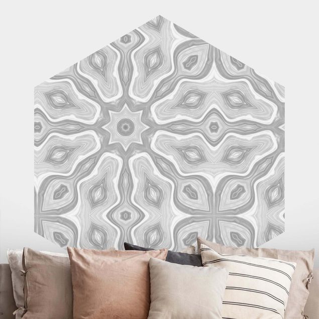 Self-adhesive hexagonal wall mural Pattern In Gray And Silver With Stars