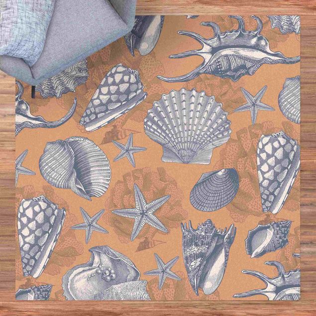 Modern rugs Pattern Nautic Starfish And Clams
