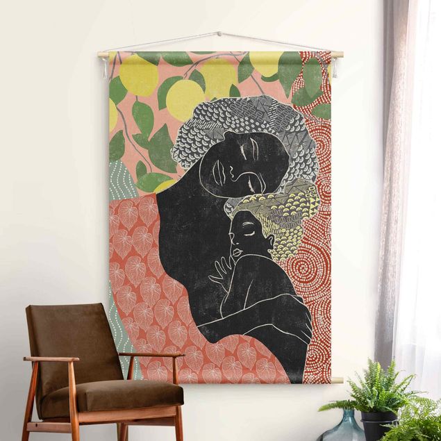 modern tapestry Mother And Daughter Illustration