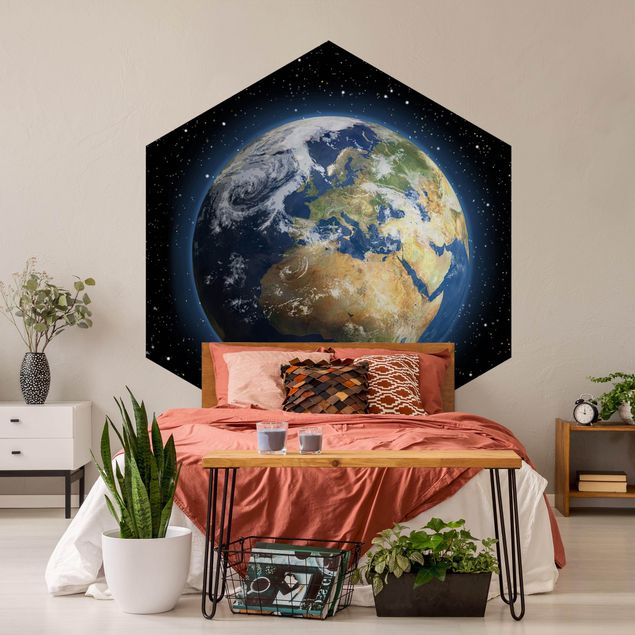 Self-adhesive hexagonal pattern wallpaper - My Earth