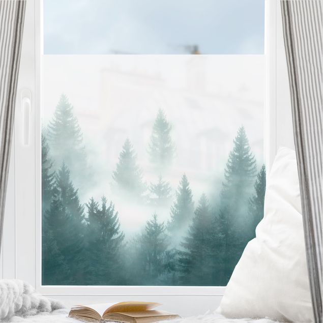 Window decoration - Coniferous Forest In Fog