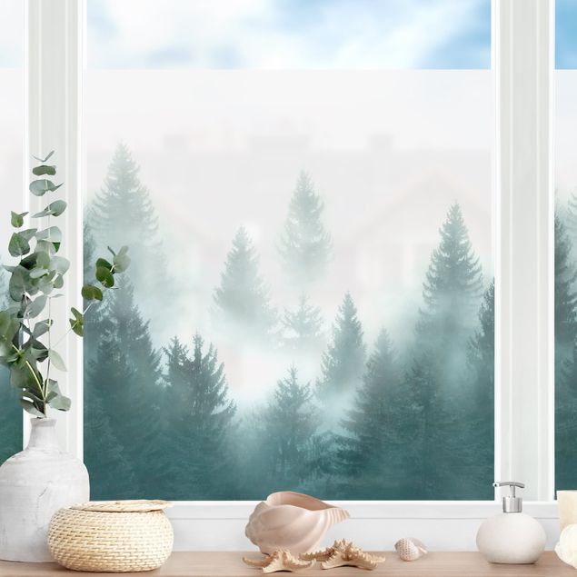 Window decoration - Coniferous Forest In Fog