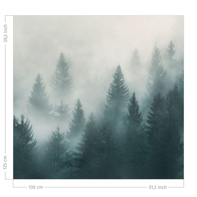 forest themed curtains Coniferous Forest In Fog