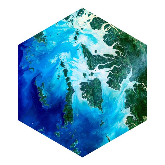 Self-adhesive hexagonal pattern wallpaper - NASA Picture Archipelago Southeast Asia