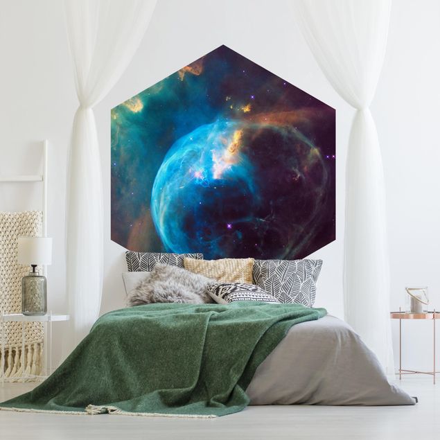 Self-adhesive hexagonal pattern wallpaper - NASA Picture Bubble Nebula