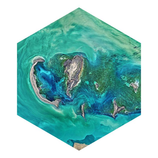 Self-adhesive hexagonal pattern wallpaper - NASA Picture Caspian Sea