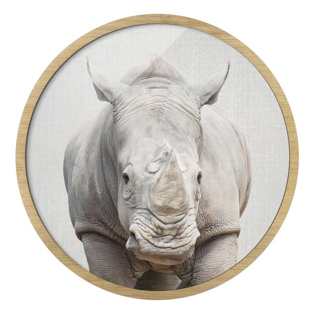 Circular framed print - Rhinoceros Nora