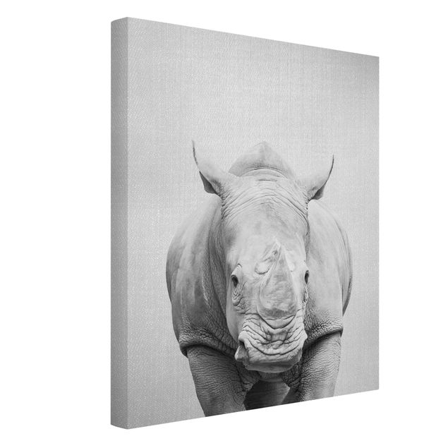 Canvas print - Rhinoceros Nora Black And White - Portrait format 3:4