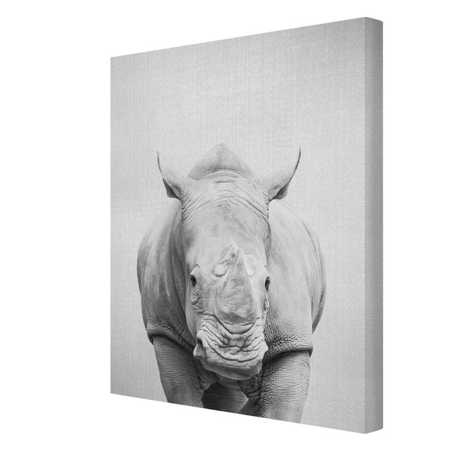Canvas print - Rhinoceros Nora Black And White - Portrait format 3:4
