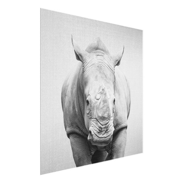 Glass print - Rhinoceros Nora Black And White