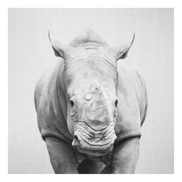 Glass print - Rhinoceros Nora Black And White