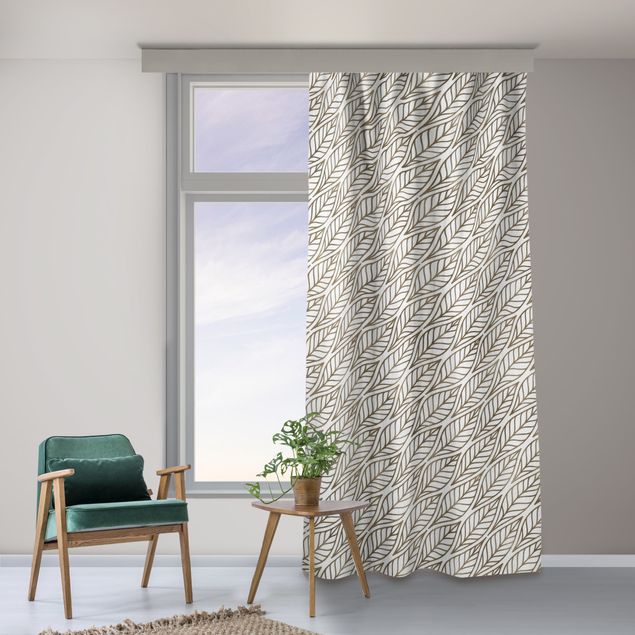 Modern Curtains Natural Pattern Leaves Gold