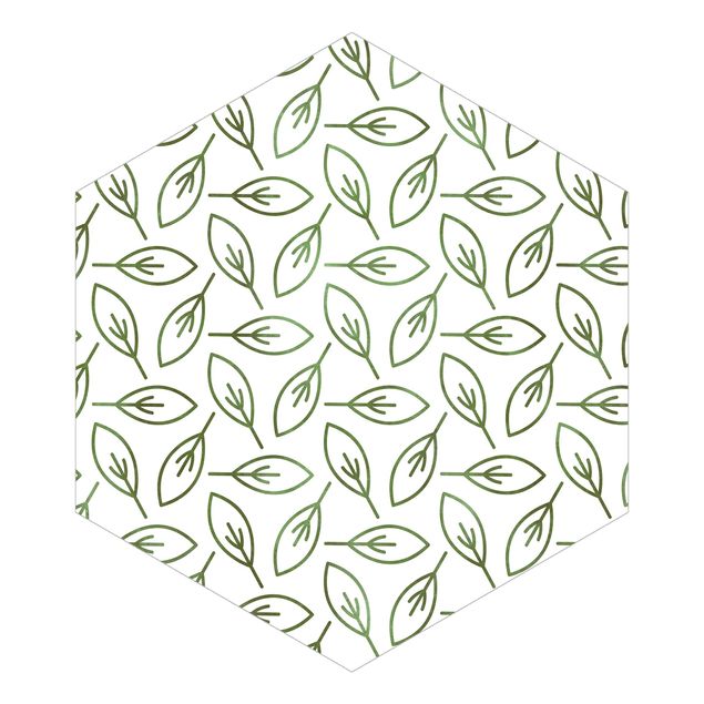 Self-adhesive hexagonal pattern wallpaper - Natural Pattern Leaf Lines In Green
