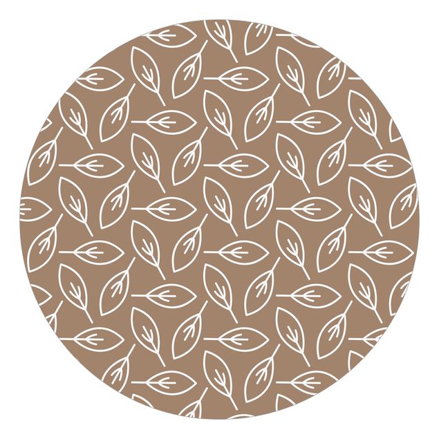 Self-adhesive round wallpaper - Natural Pattern Leaf Lines In Front Of Brown