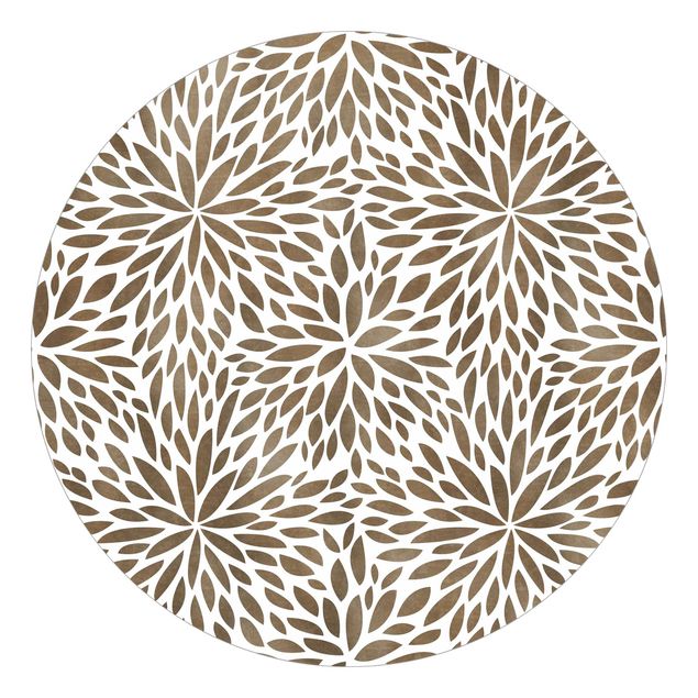 Self-adhesive round wallpaper - Natural Pattern Flowers In Brown