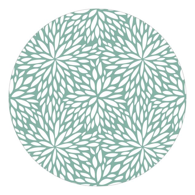 Self-adhesive round wallpaper - Natural Pattern Flowers In Mint