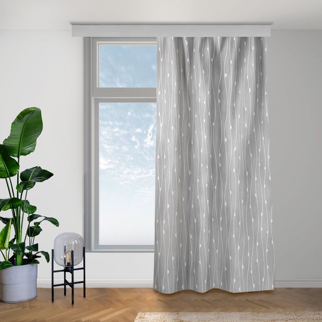Modern Curtains Natural Pattern With Semicircles In Front Of Gray