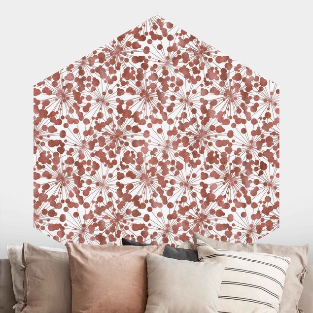 Hexagonal wallpapers Natural Pattern Dandelion With Dots Copper