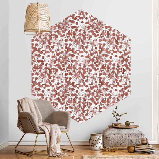 Self-adhesive hexagonal pattern wallpaper - Natural Pattern Dandelion With Dots Copper