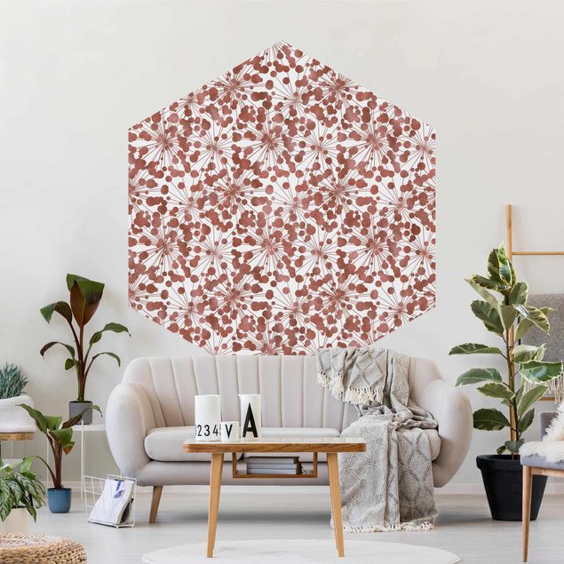 Self-adhesive hexagonal pattern wallpaper - Natural Pattern Dandelion With Dots Copper