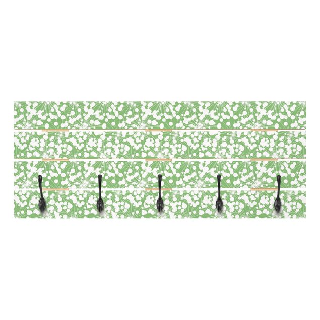 Wooden coat rack - Natural Pattern Dandelion With Dots In Front Of Green