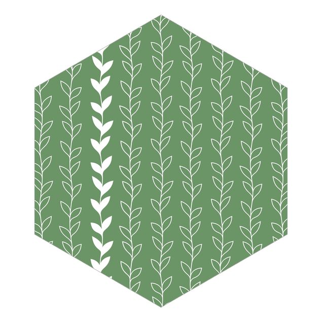 Self-adhesive hexagonal pattern wallpaper - Natural Pattern Tendril Lines On Green