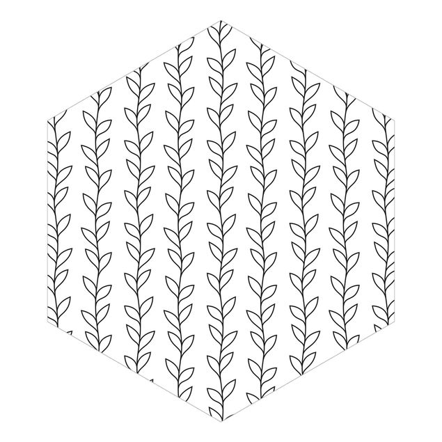 Self-adhesive hexagonal pattern wallpaper - Natural Pattern Tendril Lines Black