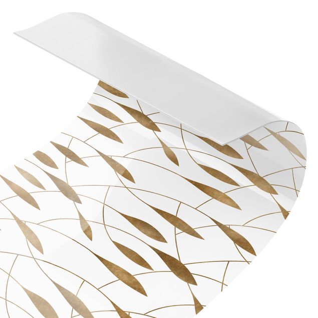 Kitchen wall cladding - Natural Pattern Sweeping Leaves In Gold II