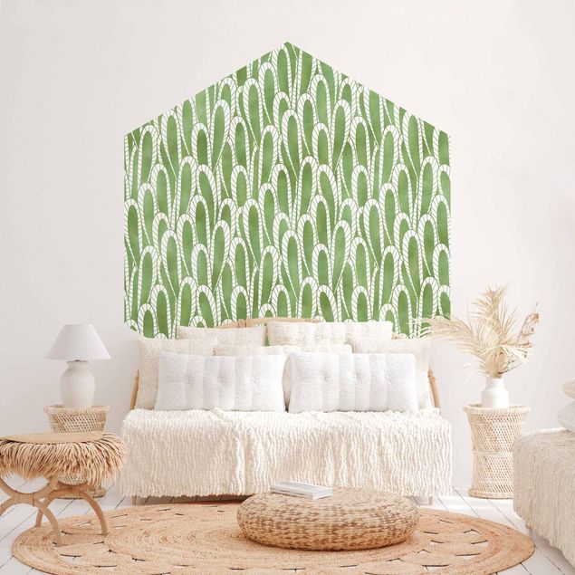 Self-adhesive hexagonal pattern wallpaper - Natural Pattern Succulents In Green
