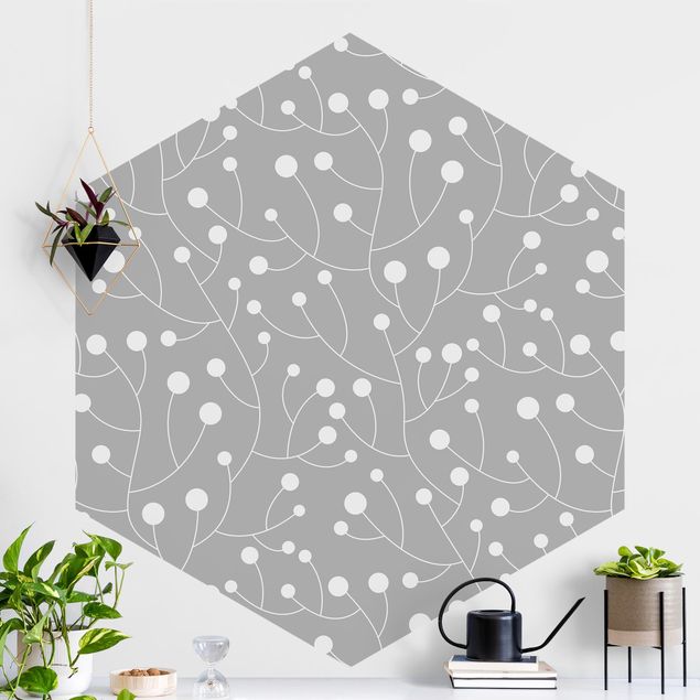 Self-adhesive hexagonal wall mural Natural Pattern Growth With Dots On Gray