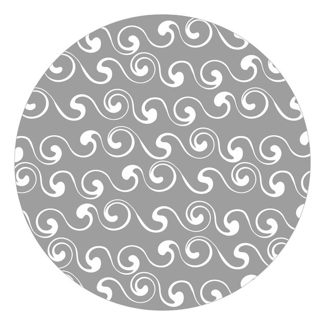 Self-adhesive round wallpaper - Natural Pattern Waves In Front Of Grey