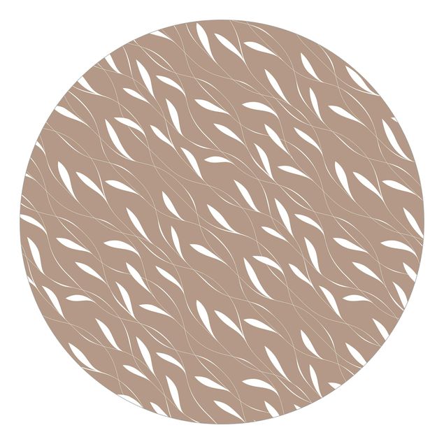 Self-adhesive round wallpaper - Natural Pattern Breeze On Beige