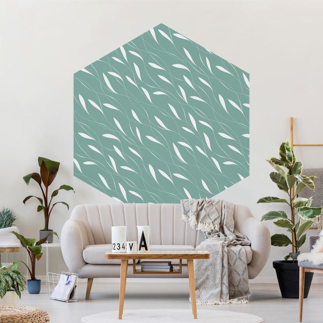 Self-adhesive hexagonal pattern wallpaper - Natural Pattern Breeze On Blue