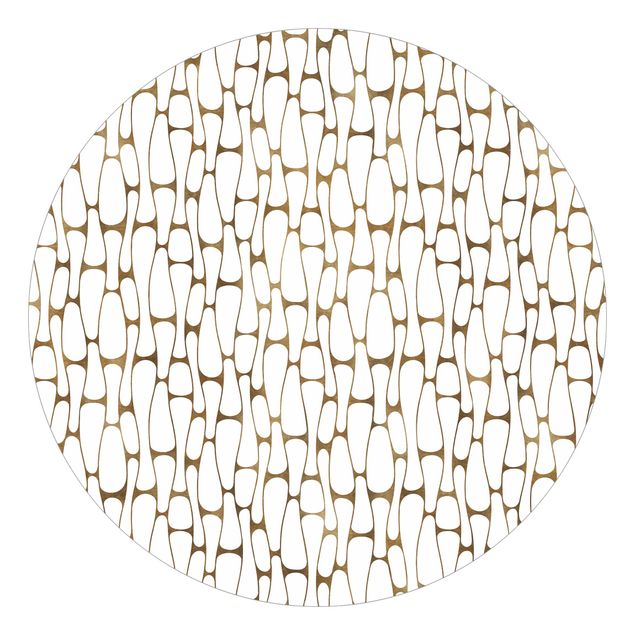 Self-adhesive round wallpaper - Natural Pattern Cells Pattern In Gold