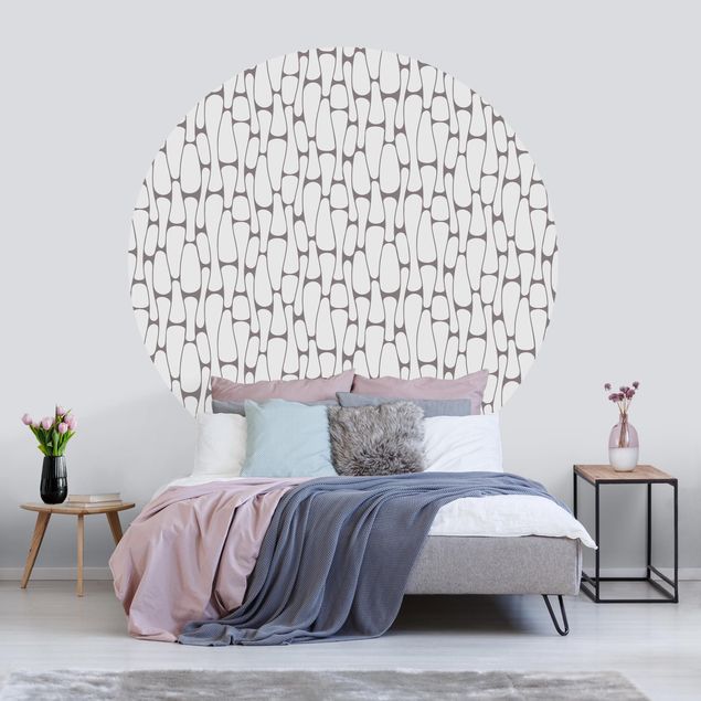 Self-adhesive round wallpaper - Natural Pattern Cells Pattern In Grey