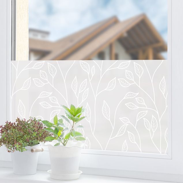 Window film - Natural Pattern Branches With Leaves