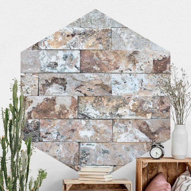 Hexagonal wall mural Natural Marble Stone Wall